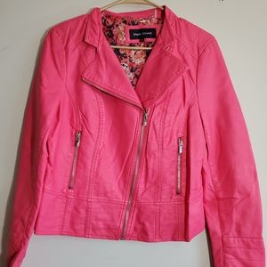 Wilson's Hot Pink Faux Leather/Vegan Moto Jacket M